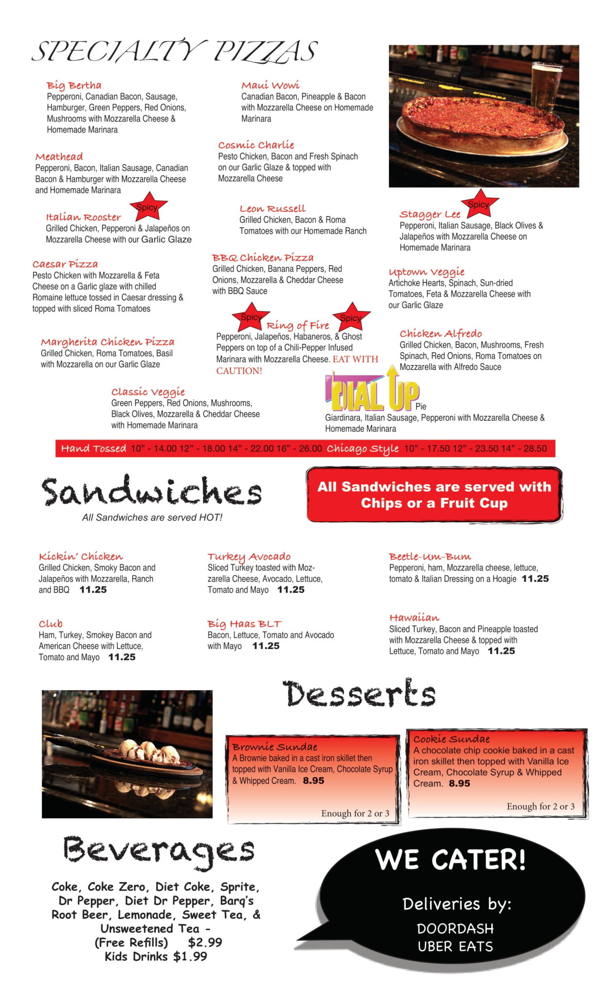 Marleys Pizza Fayetteville - Food Menu Page 2